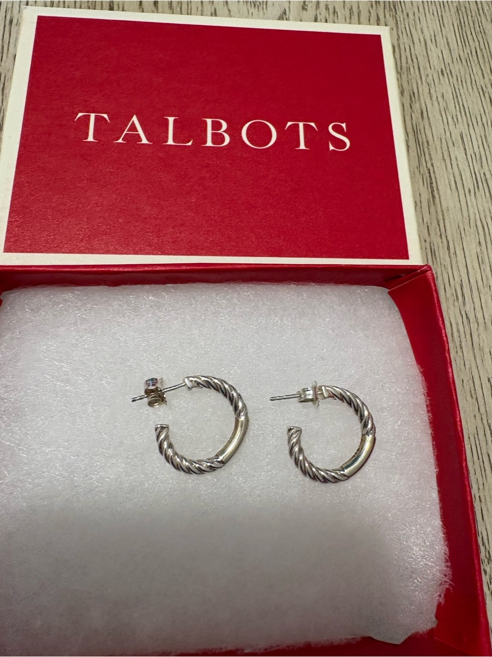 Talbots Silver Beautiful Twisted Rope-Detail Hoop Earrings